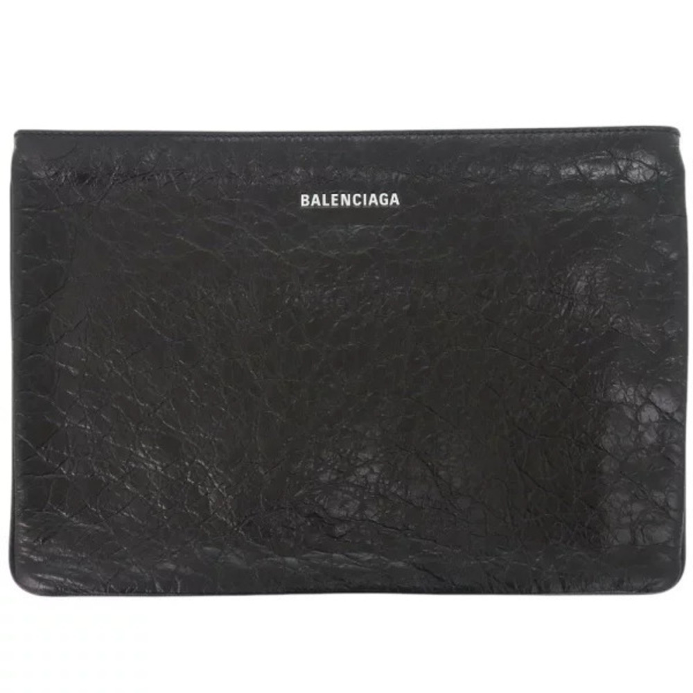 Balenciaga Leather Clutch Bag Black